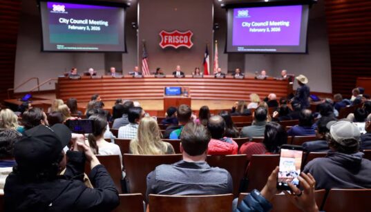 Anne Anderson and Mark Piland during debate during Special Elections for Frisco City Council.